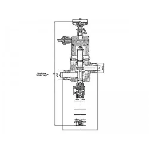 Клапан запорный с пневмоприводом нормальное положение - открыт с сигнализатором 521-36.369-1 ИTШЛ.49211102